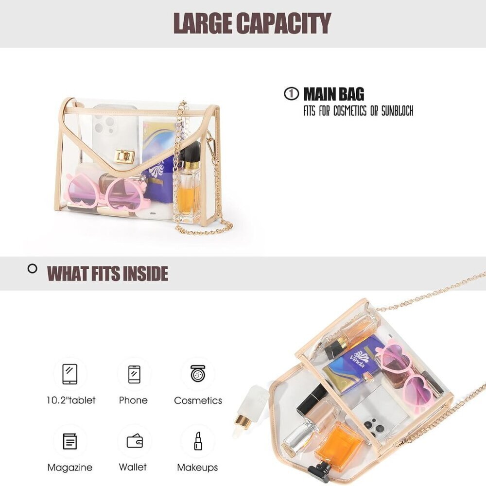 Clear PVC Crossbody Bag Women Stadium Approved Concert Festival Purse - Picture 4 of 7